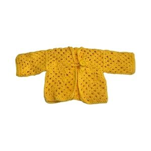 Handmade Crochet‎ Knit Cardigan Sweater Yellow 3-4T